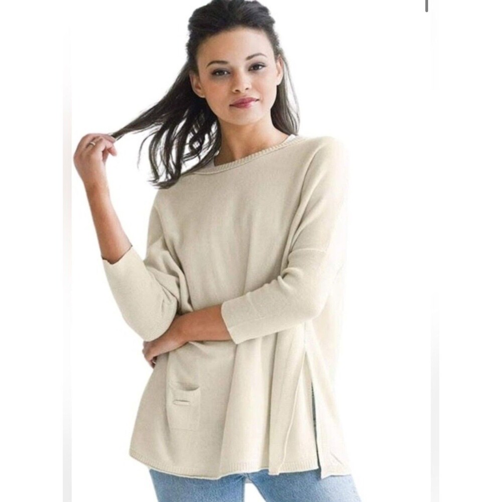 Mersea Catalina Women’s Flowy Crew Neck Traveler Sweater Sand Size 0S